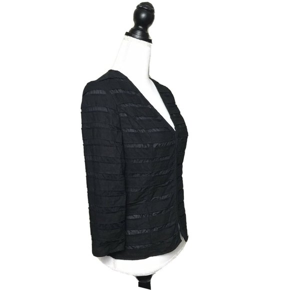 Chico's Jacket  Linen Trim  3/4 Sleeve Semi-sheer - Picture 4 of 7